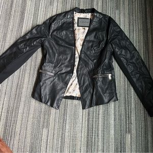 L Cavalier Black Vegan Faux Leather Jacket Vintage